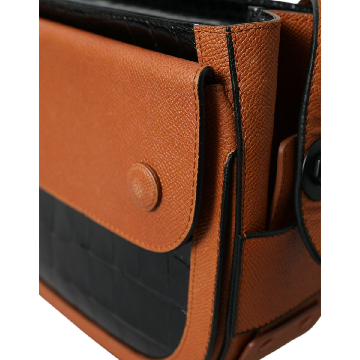 Balenciaga Black Brown Exotic Leather Camera Crossbody Bag