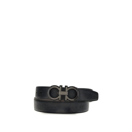 Ceinture Ferragamo en cuir de veau noir Bos Taurus, taille standard