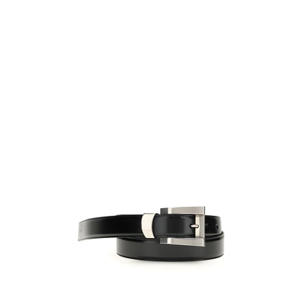 Ceinture Classique en Cuir de Veau Noir Versace