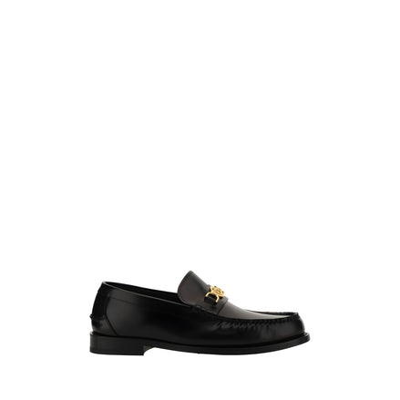 Mocassins à enfiler en cuir de veau noir Bos Taurus Versace