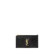 Portefeuille Saint Laurent en Cuir de Veau Noir Bos Taurus