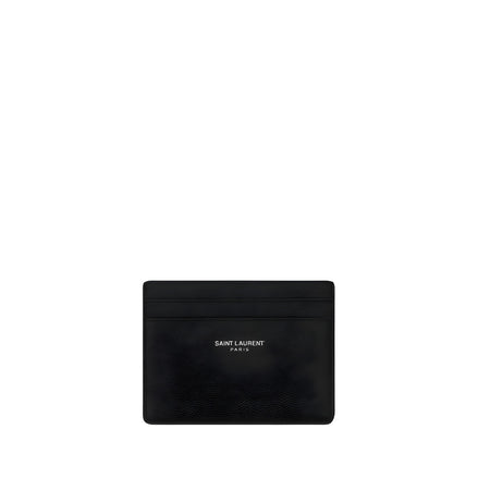 Portefeuille Saint Laurent en Cuir de Veau Noir Bos Taurus