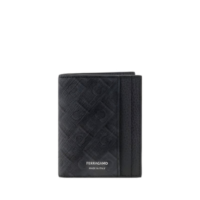 Portefeuille Ferragamo en cuir de veau noir Bos Taurus