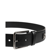 Dolce & Gabbana Black Studded Silver Buckle Belt