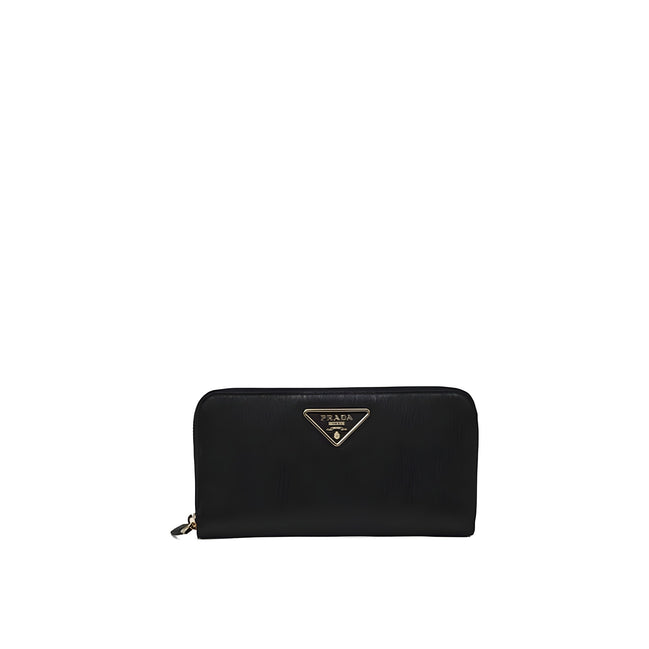 Portefeuille Prada en cuir de veau noir