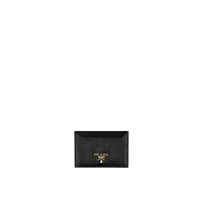 Portefeuille Prada en cuir de veau noir