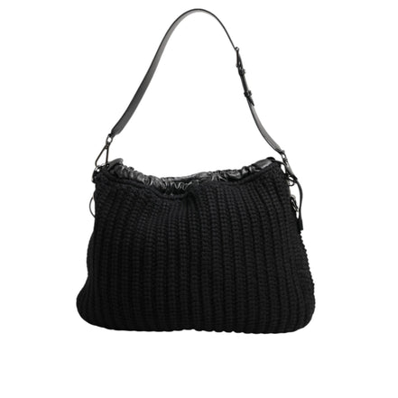 Sac à main Dolce & Gabbana en cachemire noir tricoté et cuir pour femme