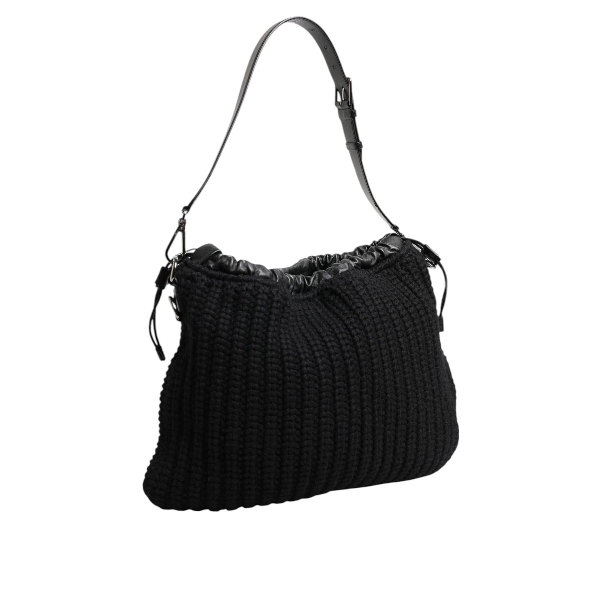 Sac à main Dolce & Gabbana en cachemire noir tricoté et cuir pour femme