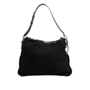 Sac à main Dolce & Gabbana en cachemire noir tricoté et cuir pour femme