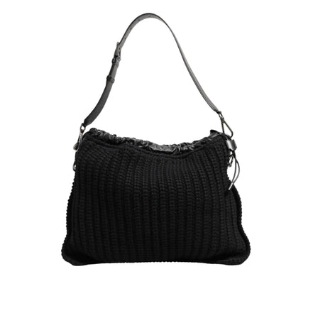Sac à main Dolce & Gabbana en cachemire noir tricoté et cuir pour femme