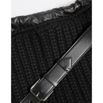 Sac à main Dolce & Gabbana en cachemire noir tricoté et cuir pour femme