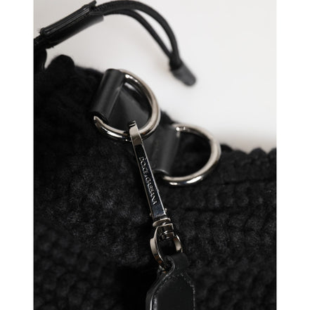Sac à main Dolce & Gabbana en cachemire noir tricoté et cuir pour femme