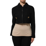 Veste courte Dolce & Gabbana en coton noir avec fermeture éclair intégrale