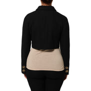 Veste courte Dolce & Gabbana en coton noir avec fermeture éclair intégrale