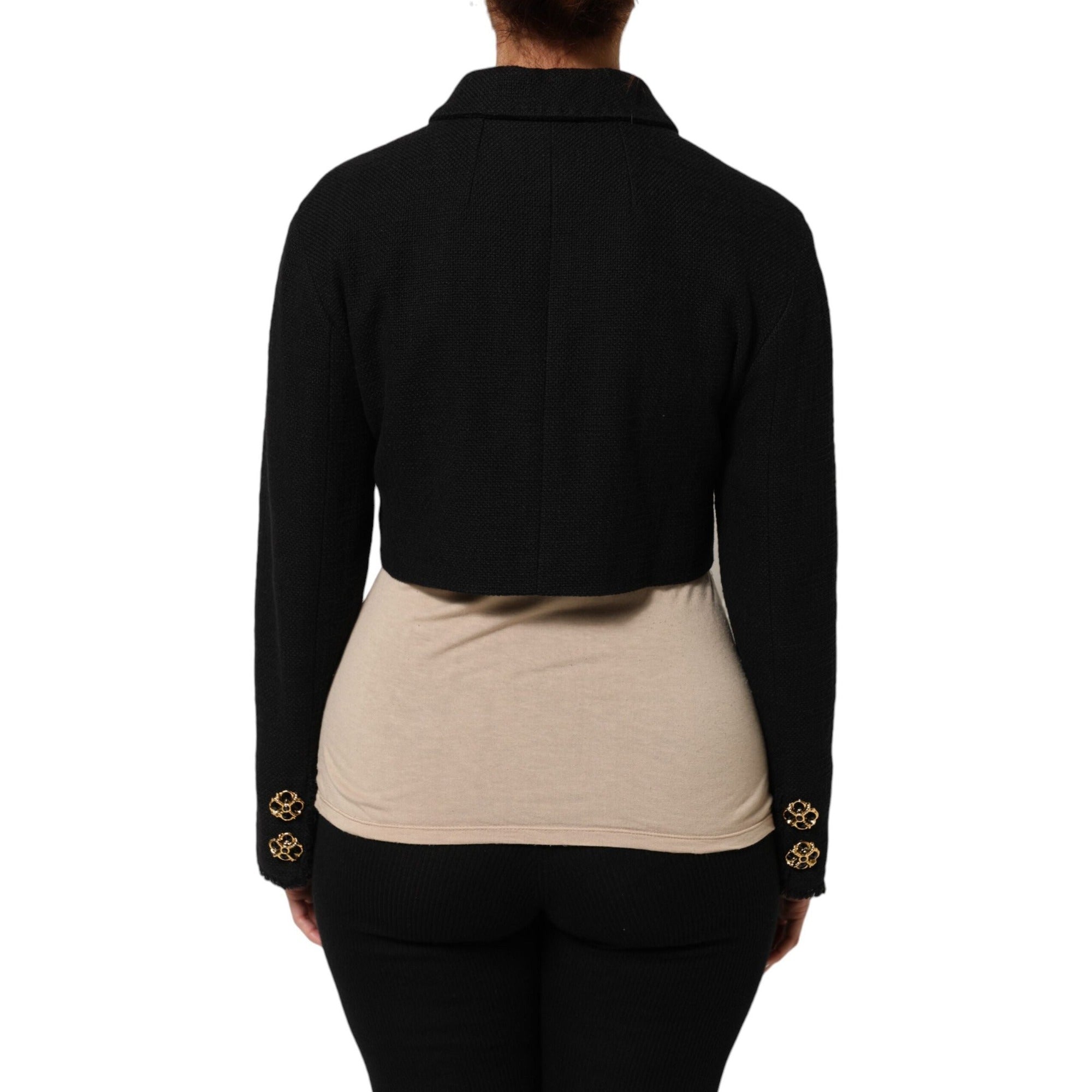 Veste courte Dolce & Gabbana en coton noir avec fermeture éclair intégrale