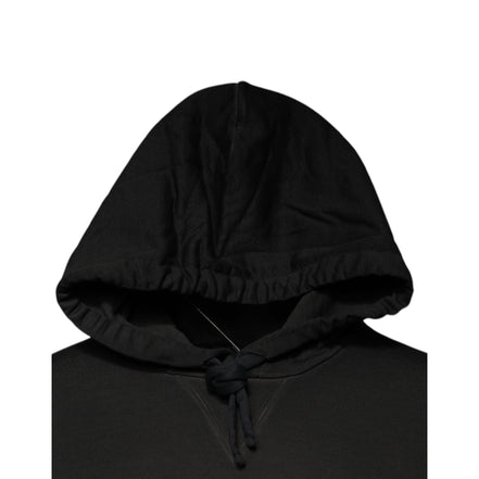Pull en coton noir à capuche avec écusson DG Dolce & Gabbana