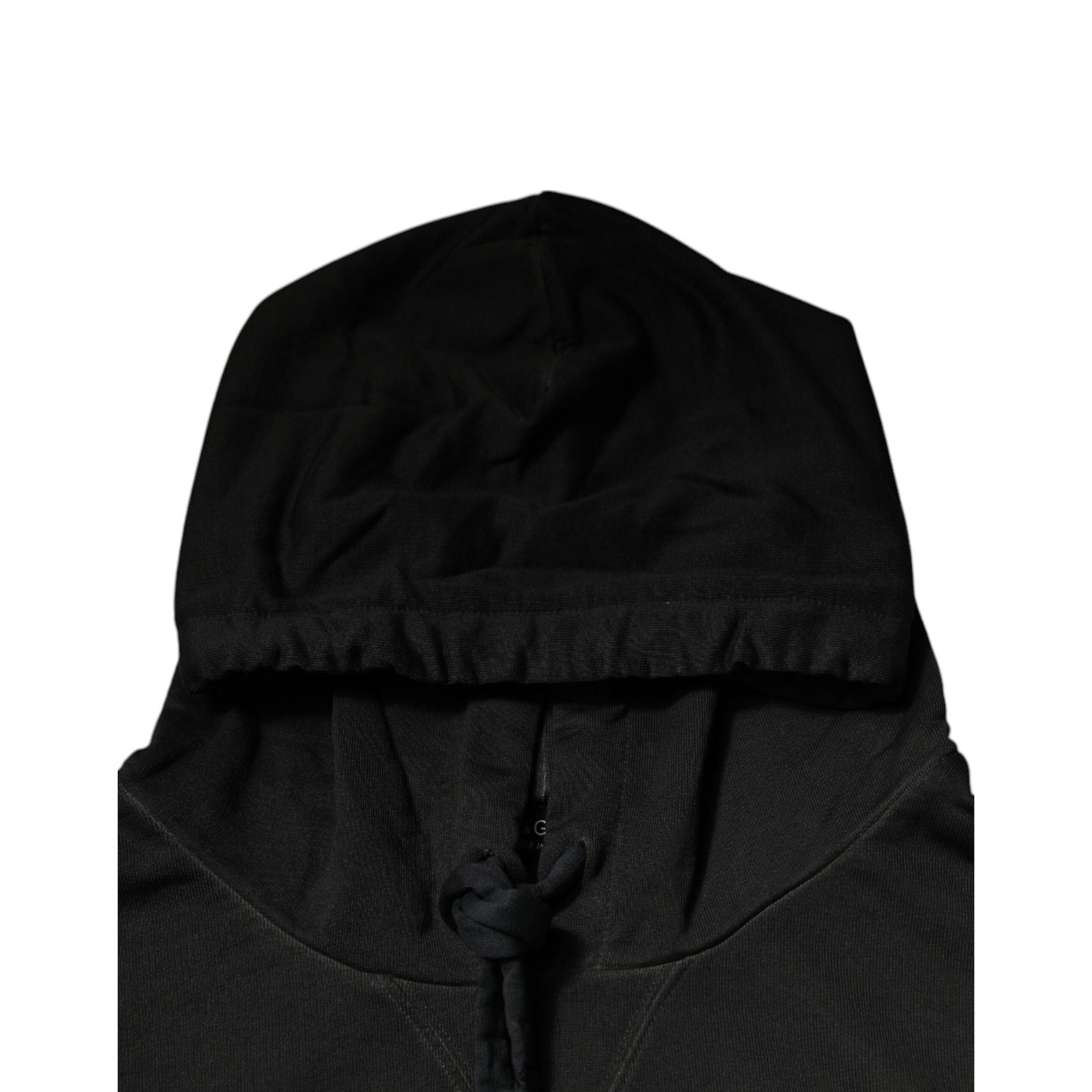 Pull en coton noir à capuche avec écusson DG Dolce & Gabbana