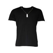 Dolce & Gabbana Black Cotton Necklace Embellished T-shirt