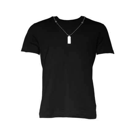 T-shirt en coton noir orné d'un collier Dolce & Gabbana