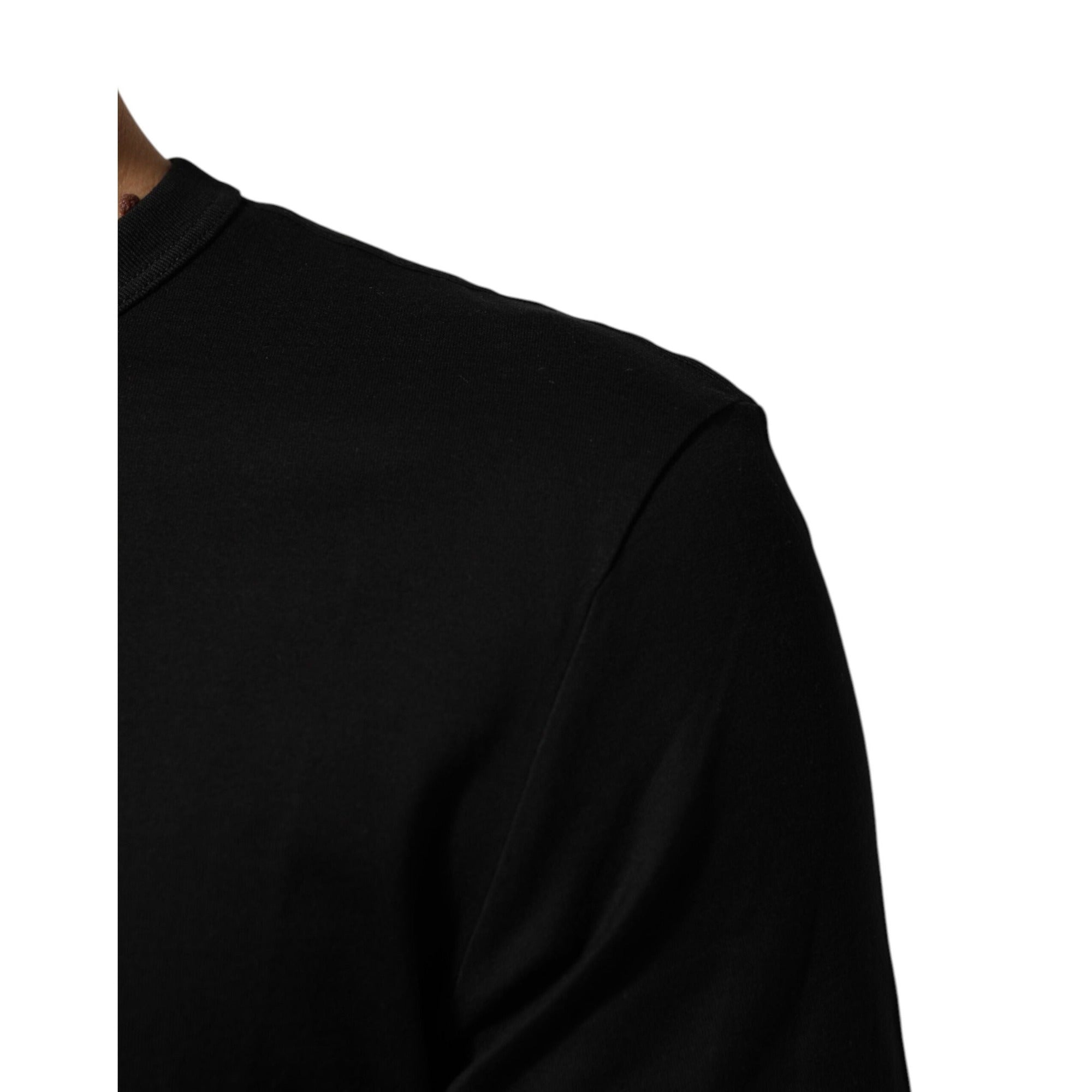 T-shirt Dolce & Gabbana en velours de coton noir imprimé logo pour homme