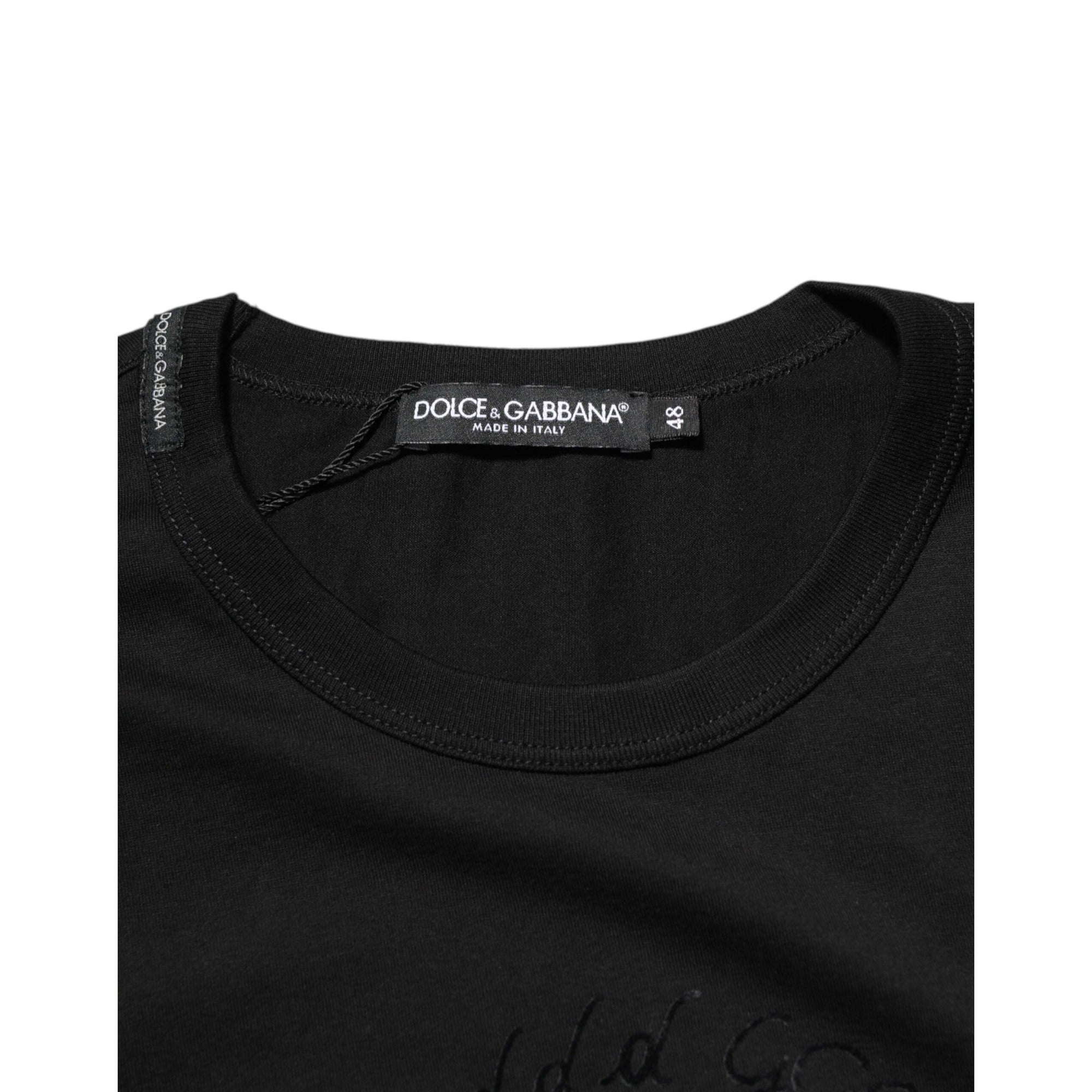 T-shirt Dolce & Gabbana en velours de coton noir imprimé logo pour homme