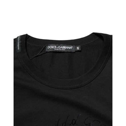 T-shirt Dolce & Gabbana en velours de coton noir imprimé logo pour homme