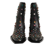 Dolce & Gabbana Black Crystal Embellished Short Boots