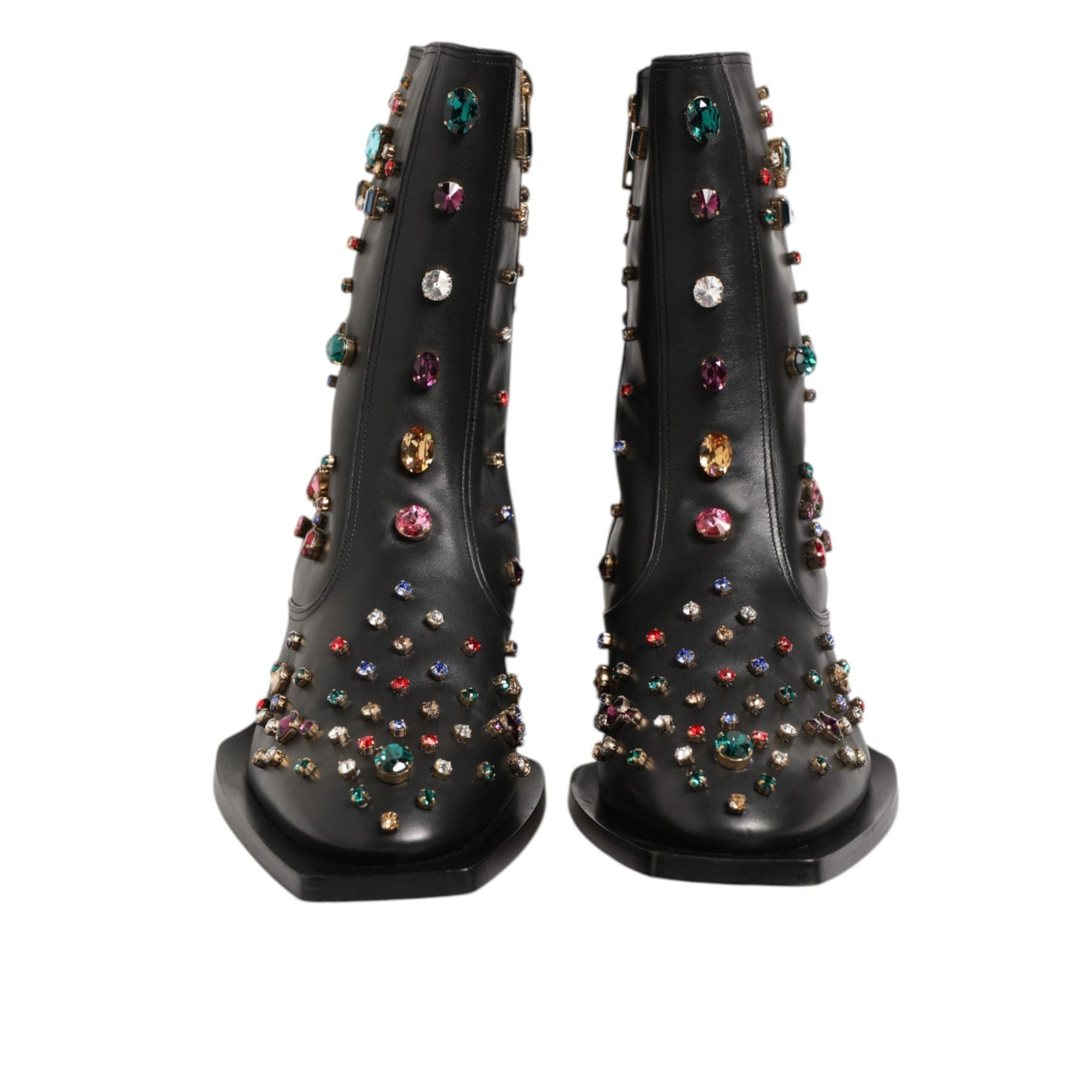 Dolce & Gabbana Black Crystal Embellished Short Boots