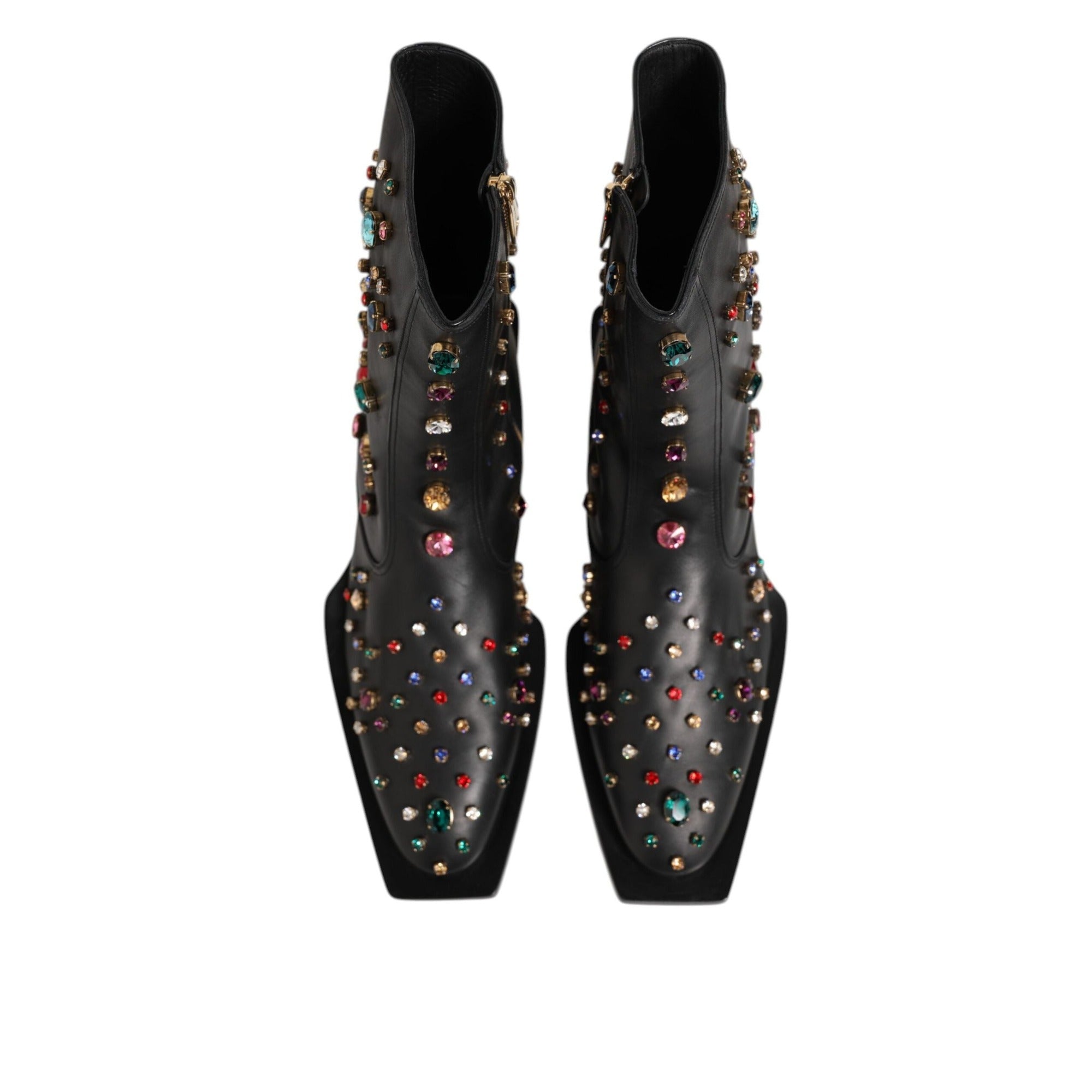 Dolce & Gabbana Black Crystal Embellished Short Boots