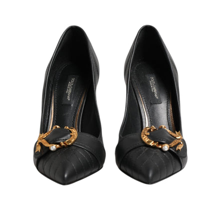 Escarpins en cuir noirs Dolce & Gabbana Devotion