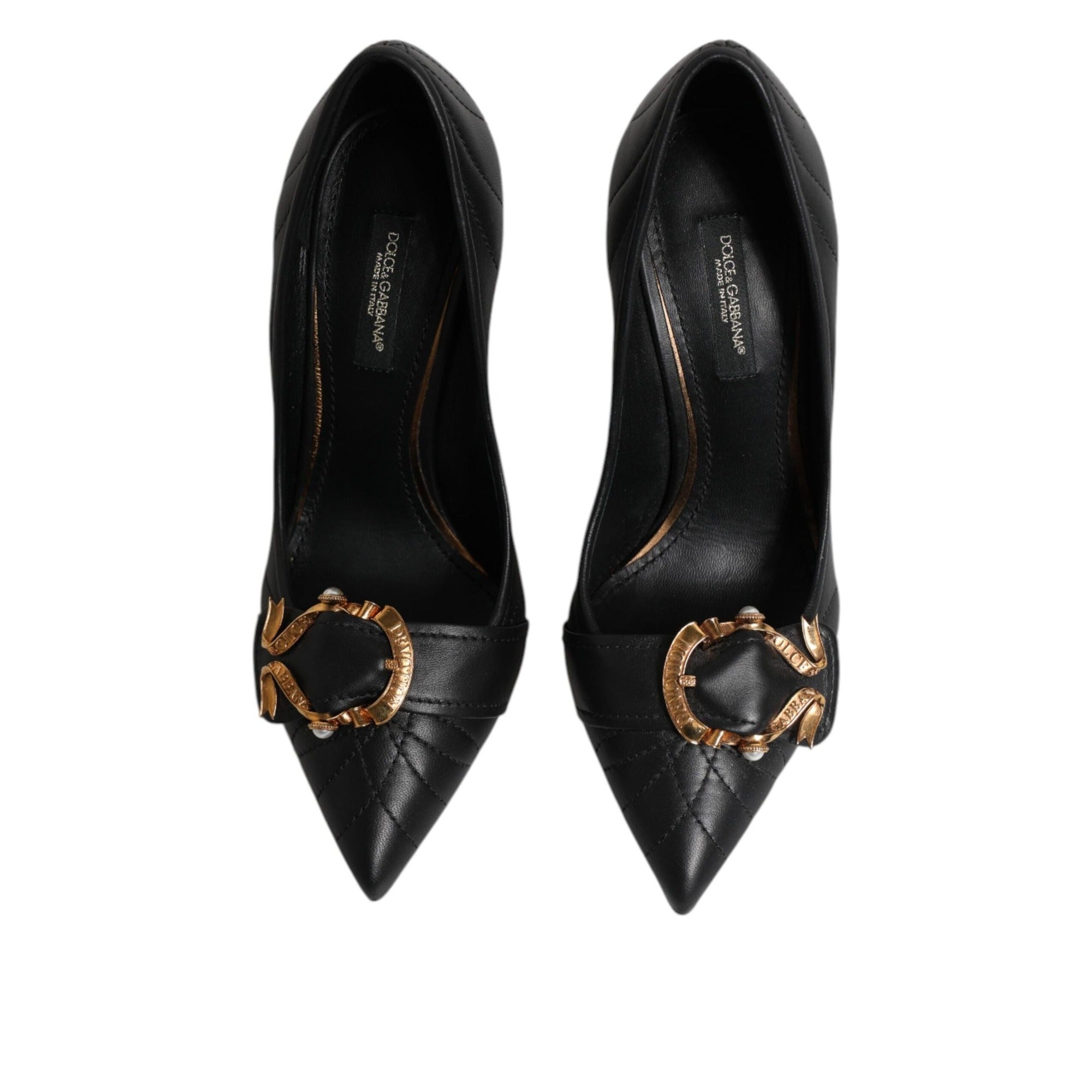 Escarpins en cuir noirs Dolce & Gabbana Devotion
