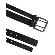 Ceinture Dolce & Gabbana en cuir noir à double sangle et boucle argentée
