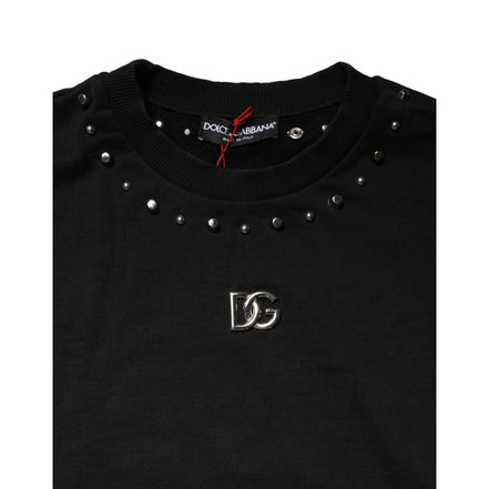 Dolce & Gabbana Black Embellished Cotton Sweatshirt