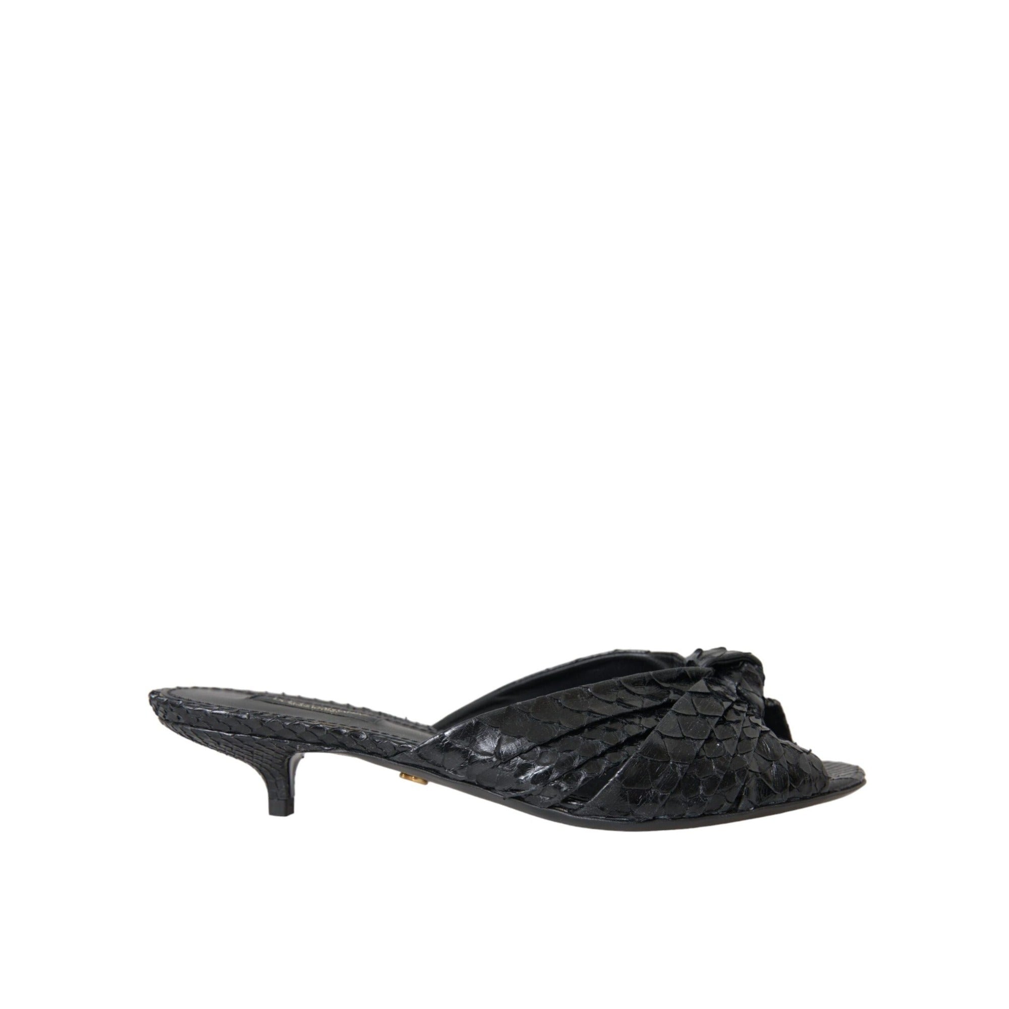 Chaussures à talons à enfiler en cuir exotique noir Dolce & Gabbana