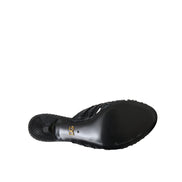 Chaussures à talons à enfiler en cuir exotique noir Dolce & Gabbana