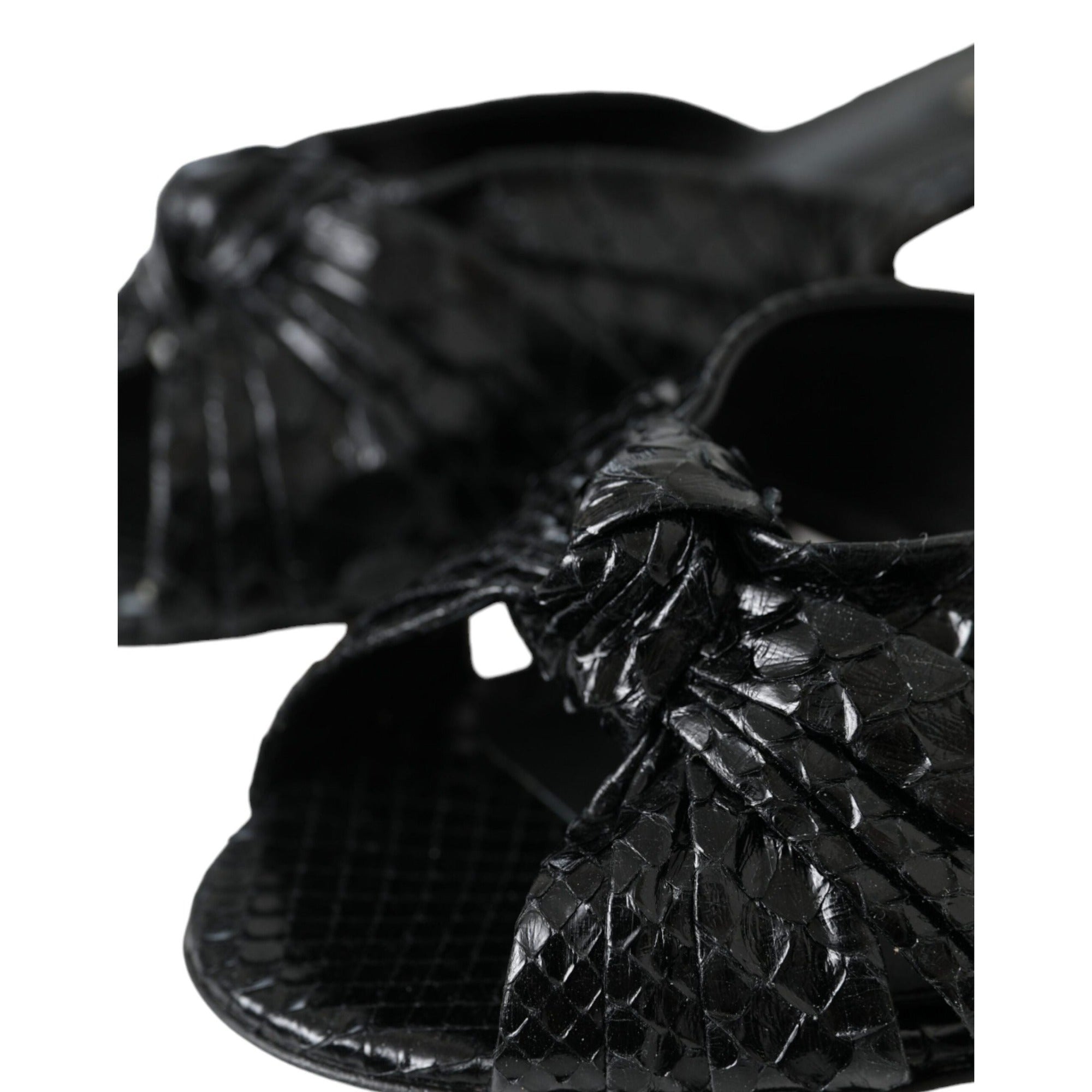 Chaussures à talons à enfiler en cuir exotique noir Dolce & Gabbana