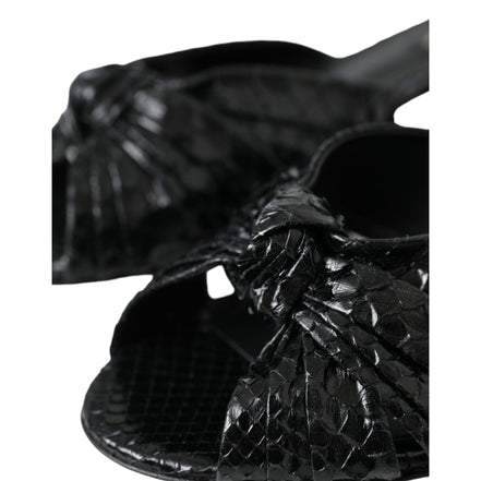 Chaussures à talons à enfiler en cuir exotique noir Dolce & Gabbana