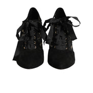 Chaussures à talons hauts à lacets noires à motif floral Dolce & Gabbana