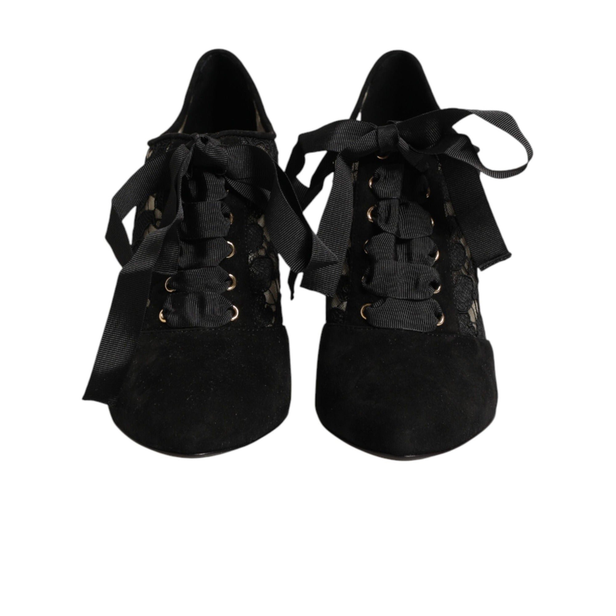 Chaussures à talons hauts à lacets noires à motif floral Dolce & Gabbana