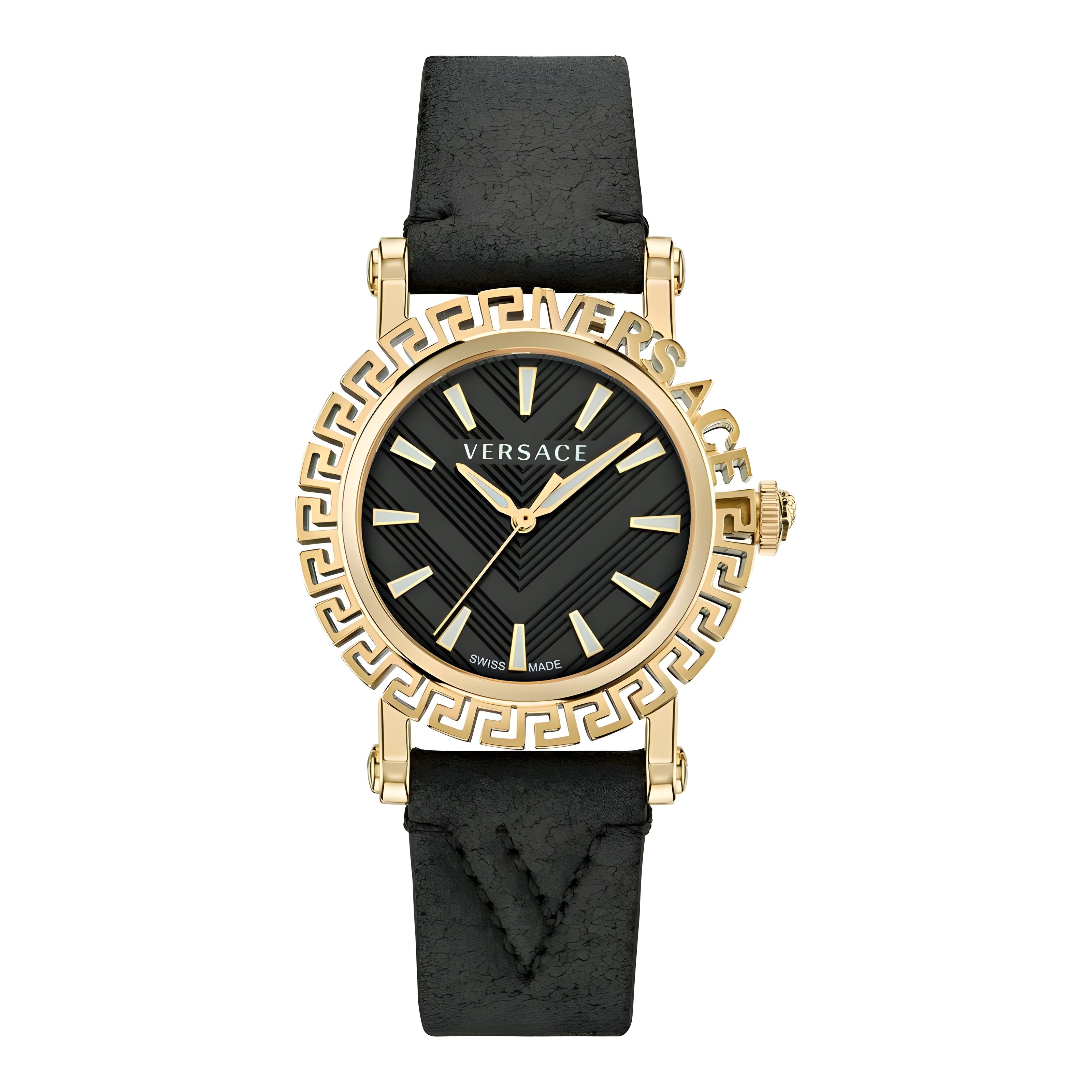 Montre habillée en fourrure noire Versace