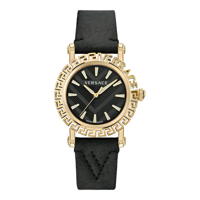 Montre habillée en fourrure noire Versace