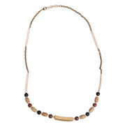 Collier pendentif Dolce & Gabbana perles de bois noires et dorées avec logo