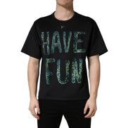 Dolce & Gabbana Black Have Fun Embellished Crew Neck T-shirt