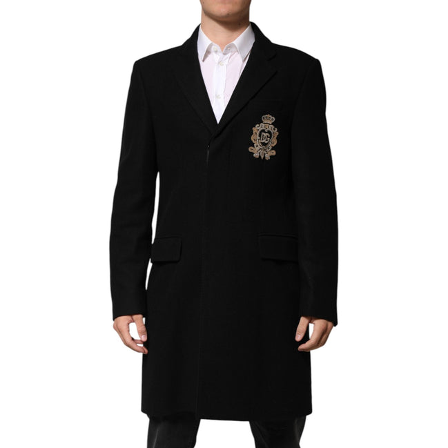 Veste blazer Dolce & Gabbana noire à un bouton avec écusson héraldique