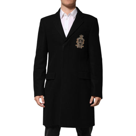 Veste blazer Dolce & Gabbana noire à un bouton avec écusson héraldique
