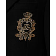 Veste blazer Dolce & Gabbana noire à un bouton avec écusson héraldique