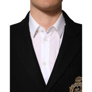 Veste blazer Dolce & Gabbana noire à un bouton avec écusson héraldique