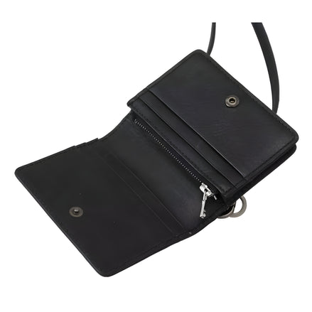 Dolce & Gabbana Black Leather Bifold Shoulder Sling Wallet