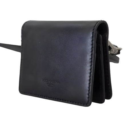 Portefeuille à bandoulière Dolce & Gabbana en cuir noir pour femme