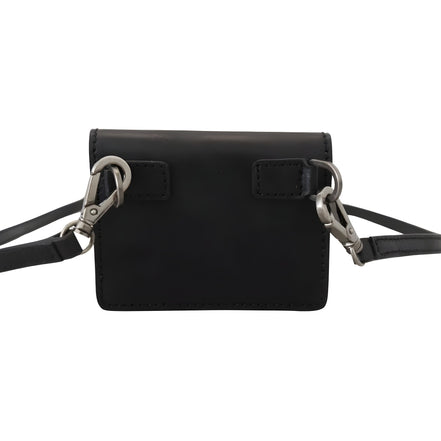 Dolce & Gabbana Black Leather Bifold Shoulder Sling Wallet